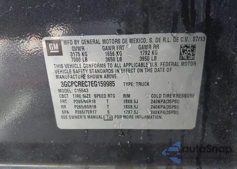 2014 Chevrolet Silverado 1500 1Lt z USA, uszkodzony, nr VIN 3GCPCREC7EG159985